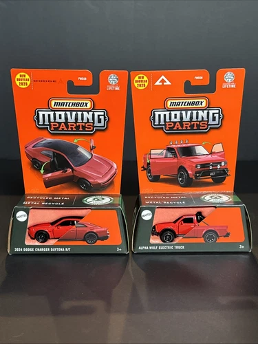 Lot of 2 Matchbox Moving Parts Dodge Charger Daytona & Alpha Wolf Electric Truck