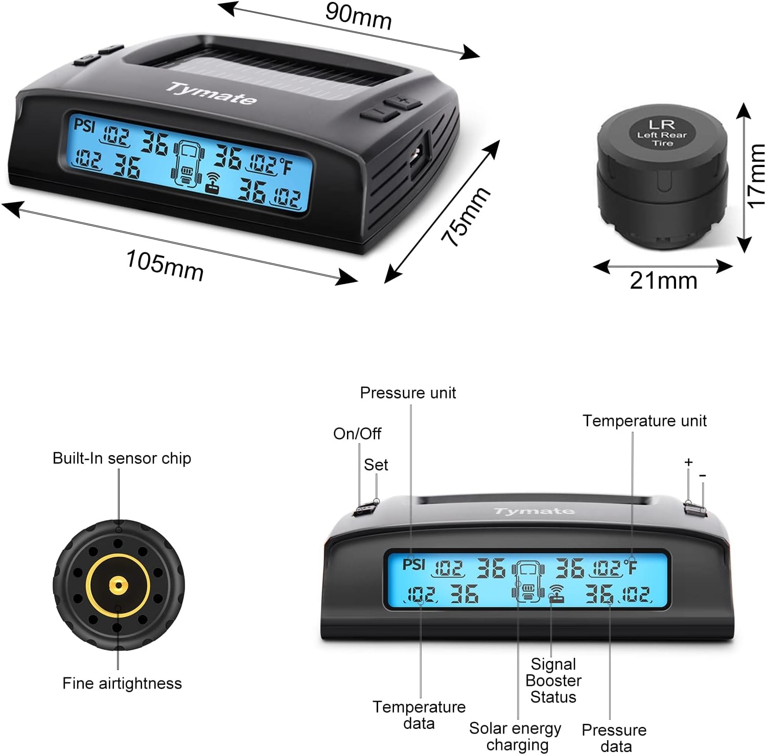 Tymate RV Tire Pressure Monitoring System - M7-3 TPMS 4-Sensors 