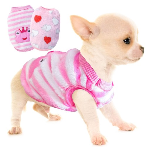 2-Piece XXS Teacup Dog Clothes - Cute Fleece Puppy Sweater for Small Dogs (XX...
