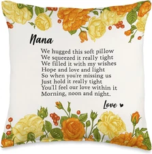 Love Nana Gifts for Grandma Orange Floral Throw Pillow