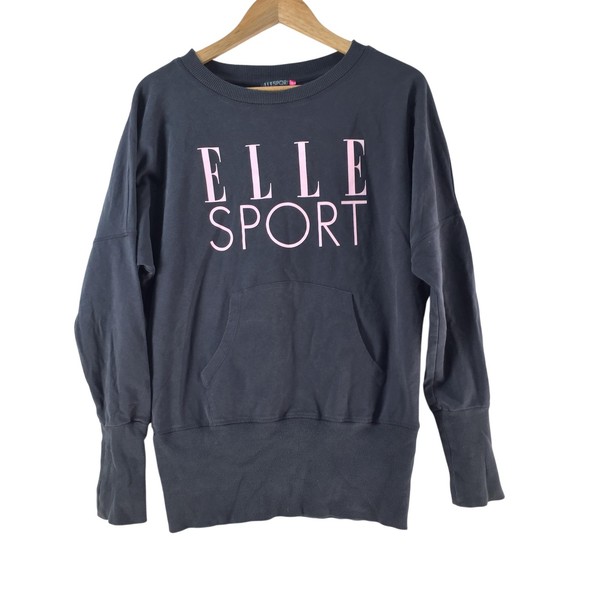 Elle Sport Sweatshirt Womens 10 Grey Logo Crew Neck Relaxed Pullover 135618