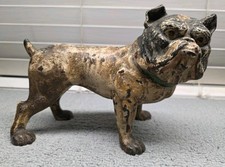 Antique Vintage HUBLEY English Bulldog Cast Iron Dog Doorstop 6.5" T 9.5" L
