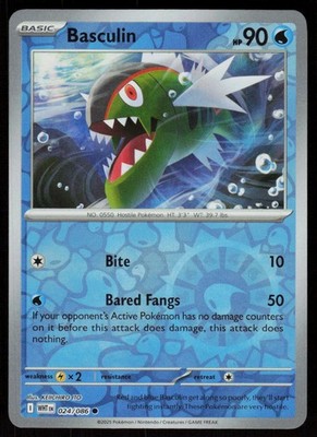 Basculin 024/086 Common White Flare Pokemon Reverse Holo Near Mint