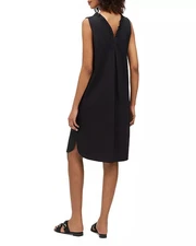 Lafayette 148 Dress Yvette Reversible Size Small Navy Blue Ruffle V Neck Shift