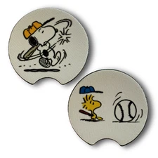 Baseball Car Coasters – Snoopy & Woodstock – Set of 2