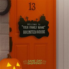Personalized Family Name Haunted House Acrylic Sign Halloween Door D cor