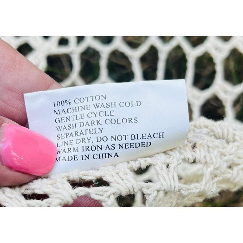 Domestications Crochet Lace Tablecloth rectangular 72" x 108" Cotton Beige - Image 4 of 4