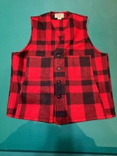 Filson Mackinaw Wool Vest Waistcoat | Red Black | Large | Made in USA | RRP £295