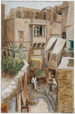 Pauline Plummer (b.1933) - 20. Jahrhundert Öl, Eine Straße In Rajasthan.