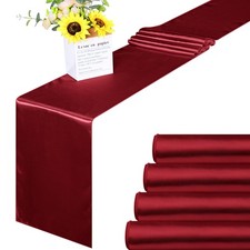 4 Pack Satin Table Runners 12x108 inch Bright Silk Fabric for Wedding Party