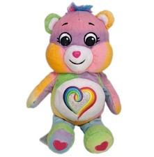 Care Bears Togetherness Bear 10" Plush Rainbow Heart Tie-Dye Multicolor Toy Bear