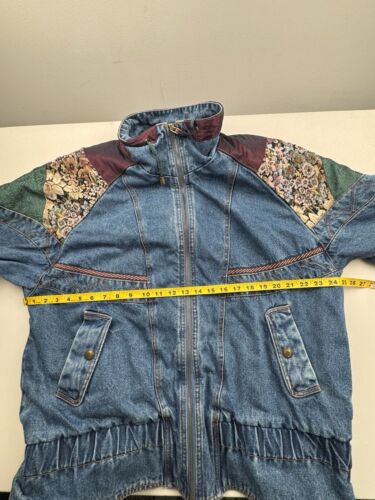 Current Seen Vintage 90s Woman's Lined Denim Coat Embroidered Jacket Size Large - Picture 7 of 20