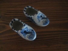 Delft Blau Holland Porzellan Schuh Deko Clogs Handpainted Top Zustand Sammler