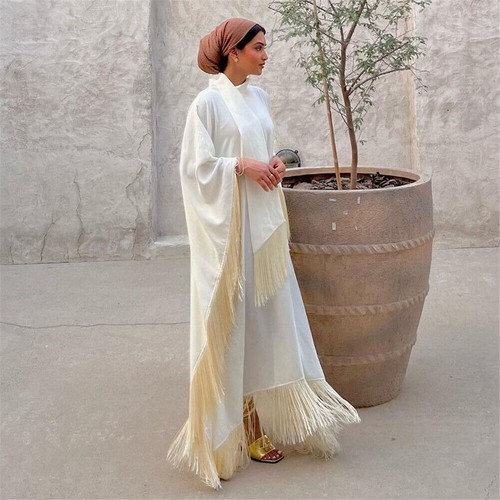 Muslim Tassel Abaya Women Long Dress Dubai Dress Arab Robe Evening Gown Islamic - Picture 5 of 50