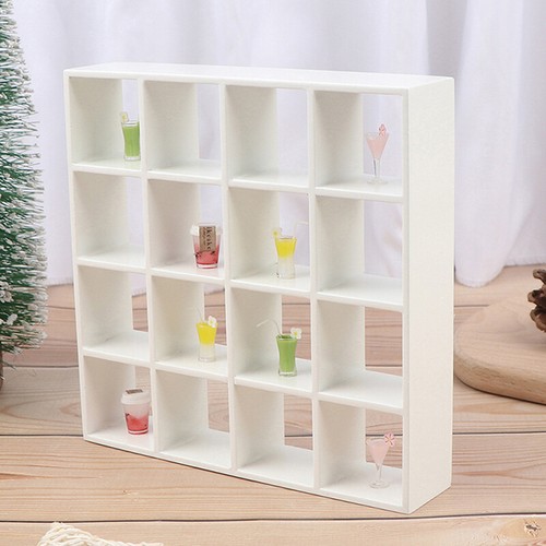 1Pc 1: 12 Dollhouse Miniature Wood Storage Rack 16 Grid Shelves Doll House DY:IL