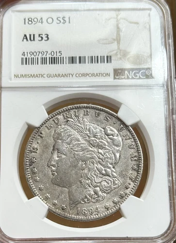 1894-O Morgan Silver Dollar NGC AU53 - Bright Coin!