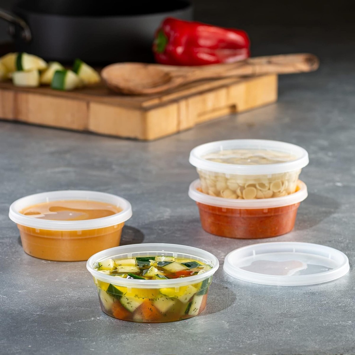 24 Set 8 oz Plastic Food Storage Containers