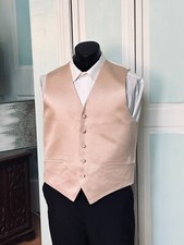 Bamboo Champagne Beige Satin Closed Back Vest Wedding Prom Men  s M L XL