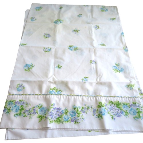 Vintage Montgomery Ward Pair of 2 Floral Standard Pillowcases Percale No Iron - Picture 2 of 11