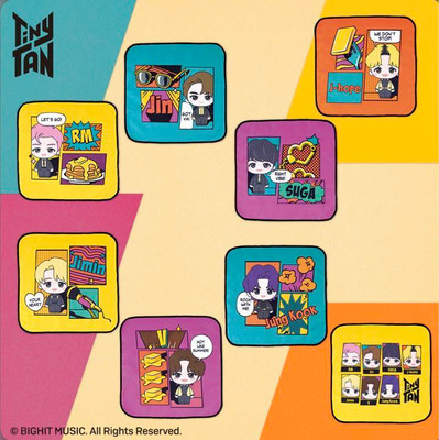 BTS TinyTAN Butter Set of 8 Hand Towels / Complete Set Ichiban kuji K-POP