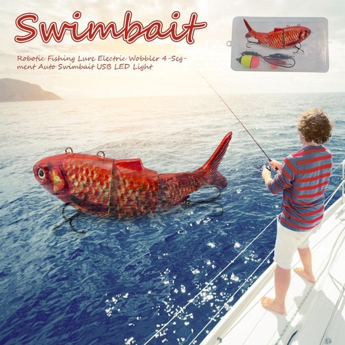 Robotic Swimming Lures Fishing Auto Electric Bait Wobblers 4 Segment Swimbait - Picture 20 of 20