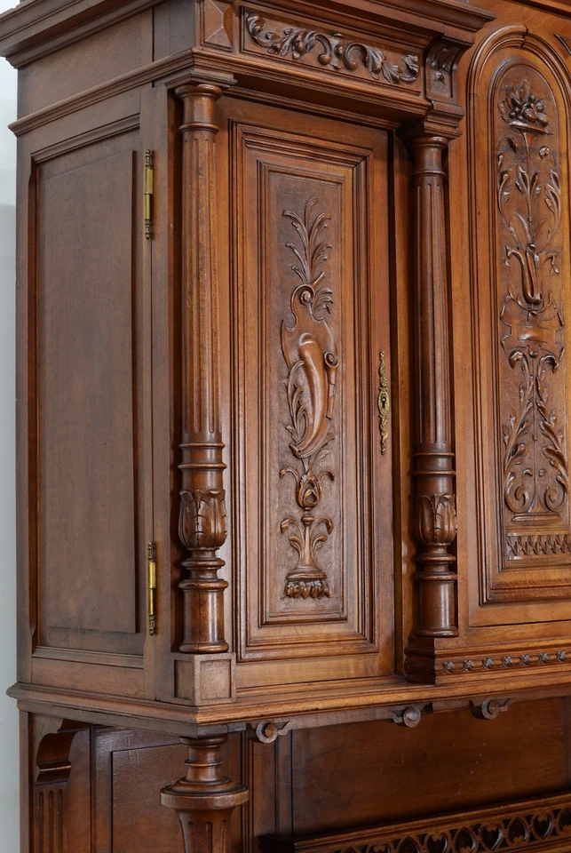 Armário de aparador antigo francês Henry II renascentista esculpido buffet - Imagem 3 de 4