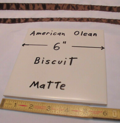 1 pc.  6'' X 6'' Ceramic Tile *Matte Biscuit* by American Olean from 1990's  NEW
