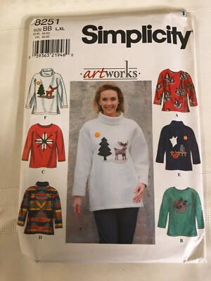 SIMPLICITY PATTERN # 8251 ~ ART WORKS ~ MISSES TOP ~ SIZE BB (L-XL)