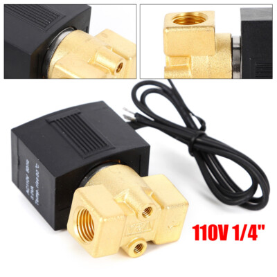 1/4 inch 110/120 Volt Electric Solenoid Valve Air Gas Oil Water Air N/C Brass US