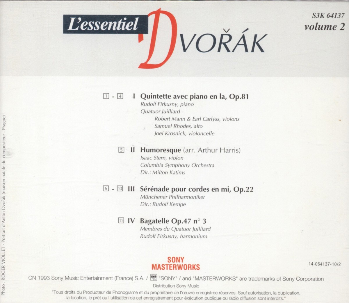 Antonin Dvorzak - L'essentiel Volume 2 CD | eBay