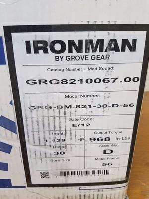 Ironman by Grove Gear reducer GRG8210067.00 ratio 30 motor frame 56 | eBay