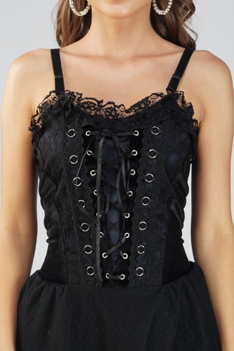 Gothic Long Corset Dress Halloween Costume Prom Party Diff Colors & Sizes - Foto 12 di 46