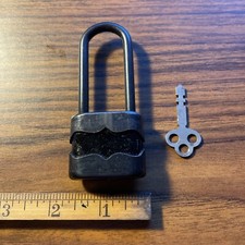 Rare Vintage Padlock With Key Long Shackle