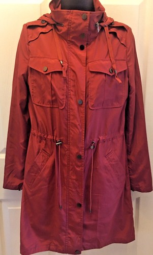 Badgley Mischka Burgundy Water Proof Anorak With hood Women's Size XS - Picture 3 of 11