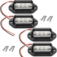 4x Universal LED License Plate Tag Light Lamp White For Truck,SUV Trailer RV 12V