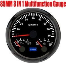 85mm 3 In 1 Multifunction Gauge Tachometer 8000rpm Oil Pressure Water Temp Gauge 85mm 3 In 1 Multifunction Gauge Tachometer 8000rpm Oil Pressure Water Temp Gauge