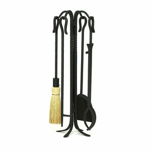4 Piece Shepherd S Hook Iii Wrought Iron Fireplace Tool Set
