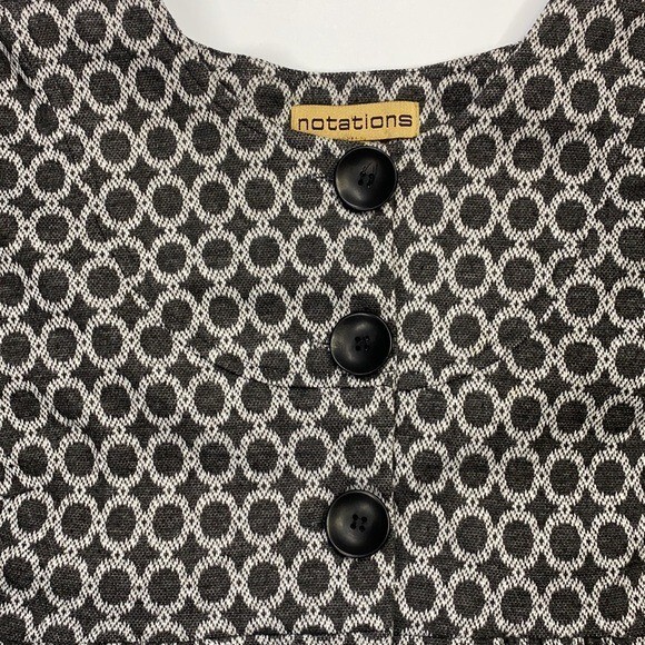 Notations Gray Black Circle Patterned Button Fron… - image 5