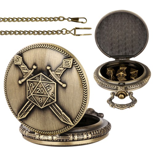 D4-D20 Polyhedral Dice Set Metal DND Dungeons Dragons Engraved Sword Pocket Case - Picture 3 of 11