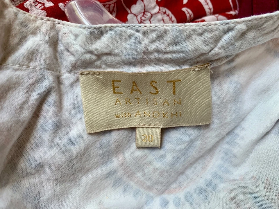 Súper *ARTESANO DEL ESTE con ANOKHI* Vestido Envolvente en Bloque de Cachemira 20 Foto 2 de 4