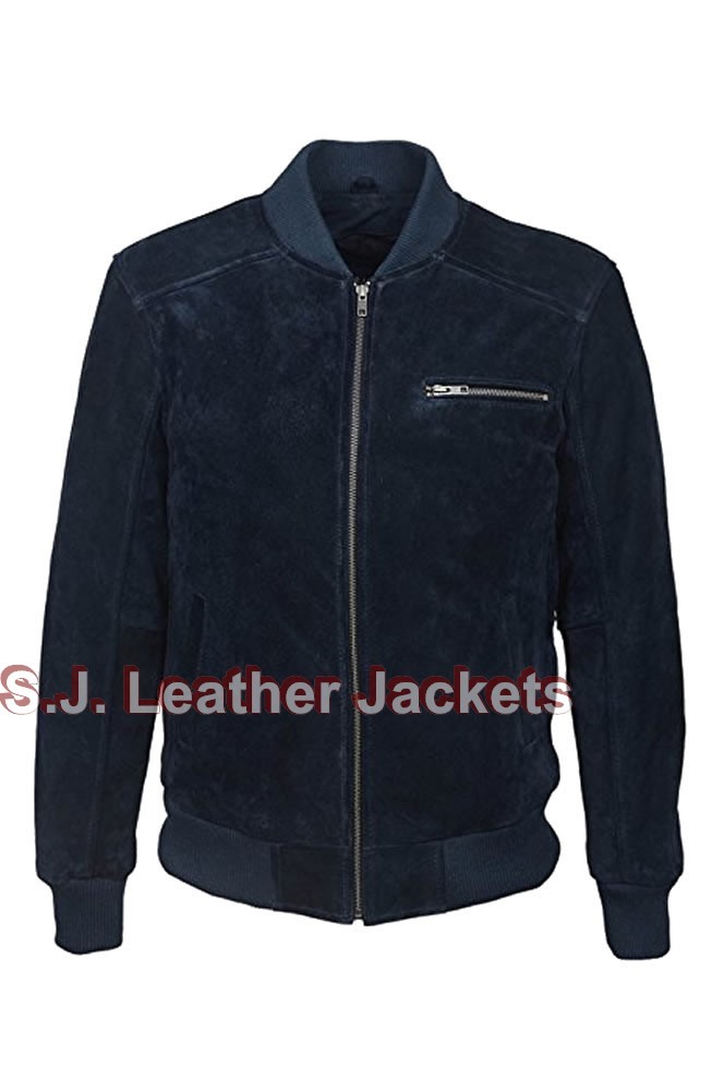 Men's Fashion Bomber Cow Suede Black Leather Jacket | eBay