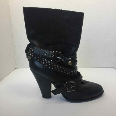 ALDO Black Leather Bronze Studded Biker Boots 39 | eBay display picture 2