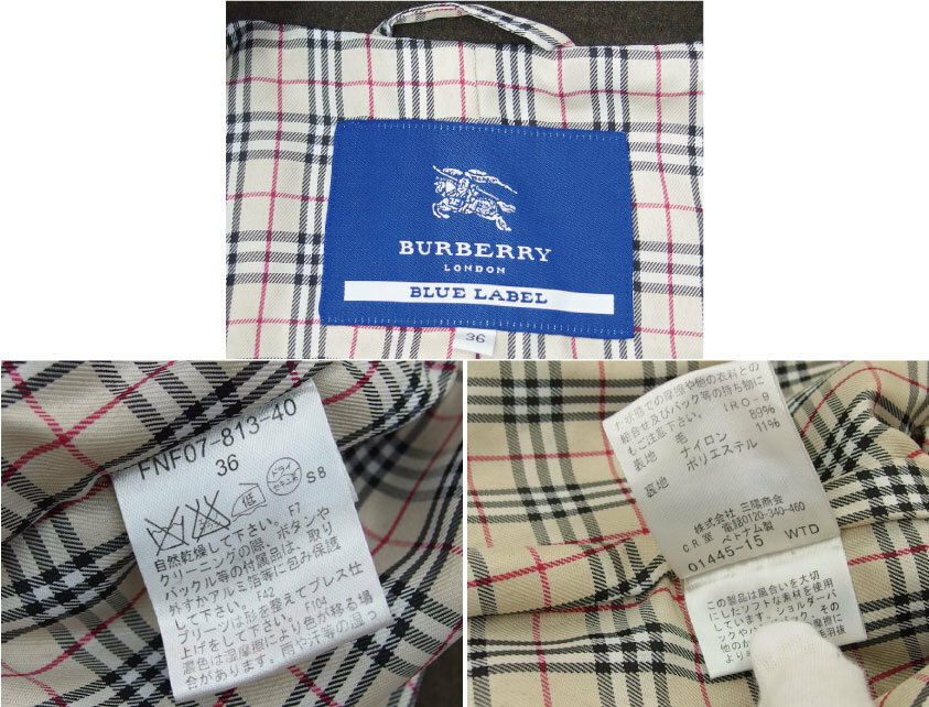 BURBERRY LONDON BLUE LABEL authentic Pleated Wool Coat Khaki BURBERRY LONDON BLUE LABEL authentic Pleated Wool Coat Khaki