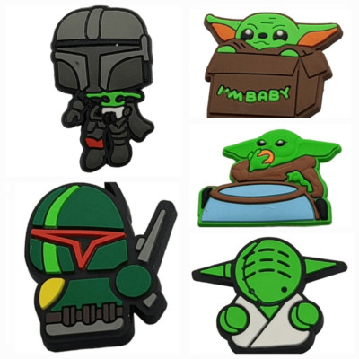5pc Star Wars Rubber Shoe Charms Variety Pack Bundle Mandalorian Yoda Boba Fett