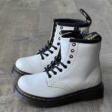 Dr Martens Girls 1460 T Leather White Lace Up Combat Boots Toddler Size 7