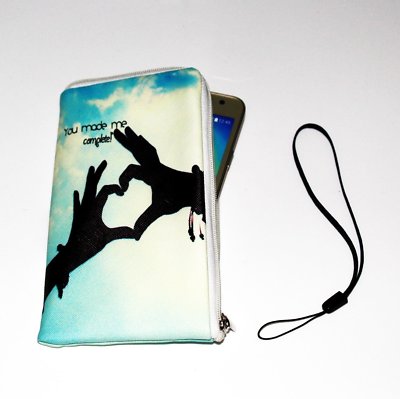 Zipper Handy Tasche Soft Case Etui Schutz Hülle Motiv Handherz für Gigaset GS185