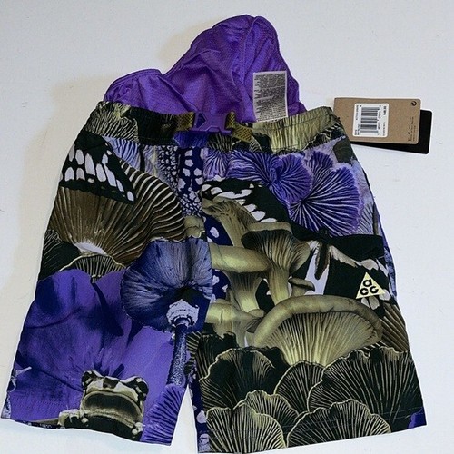 Frog Nike ACG Shorts 5 - 6 Boys purple green Floral Print Belt brief liner NWT - Picture 6 of 14