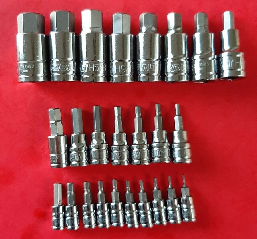 NEW KOBALT TOOLS 25pc 1/4" 3/8" 1/2" Drive SAE Hex Bit Driver Socket Set - Image 2 of 4