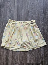 Girls Skirt Yellow Rainbow Print Elastic Waist Casual Cute Toddler Kids