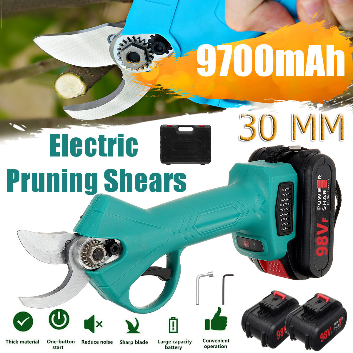 Cordless Rechargeable Electric Pruning Shears Secateur Branch Cutter 2